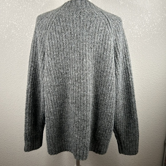 Uniqlo Wool Blend Gray Ribbed Crewneck Long Sleeve Oversized Sweater Size XL - Picture 4 of 6